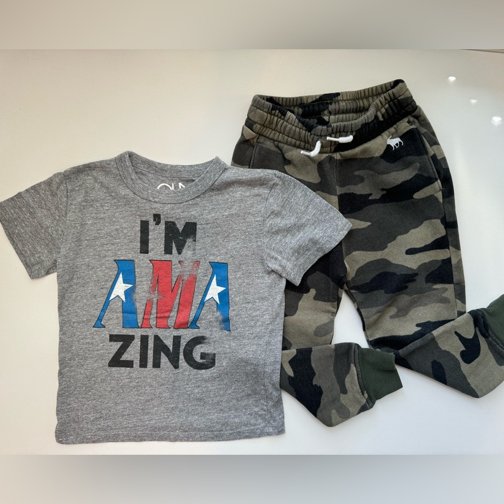 Excellent condition little boys size 5/6 Chaser tee and Abercrombie joggers $75